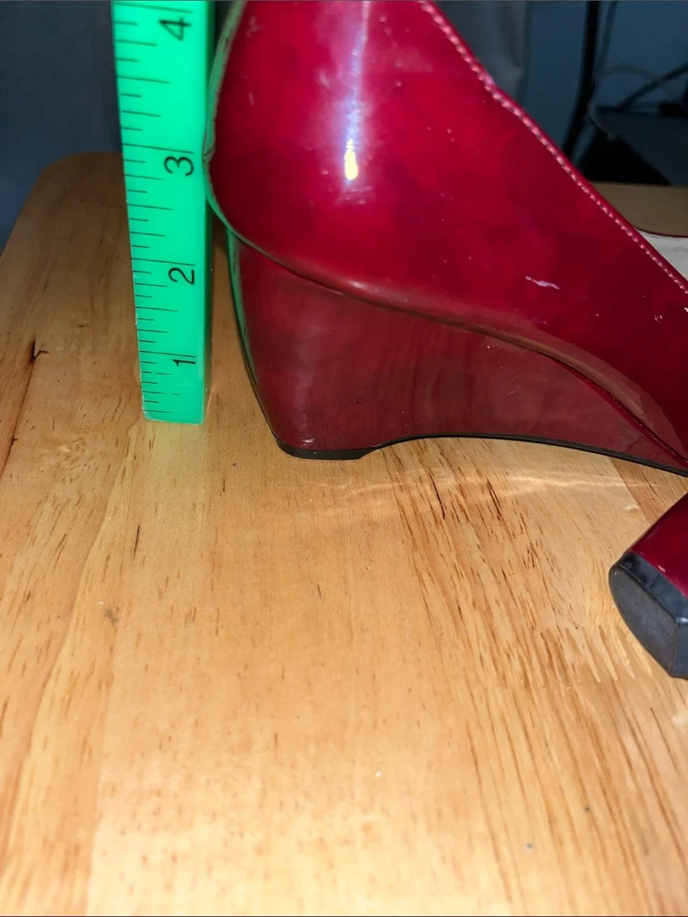 Naturalizer Burgundy Patent Peep-Toe Heels with Circle Accent